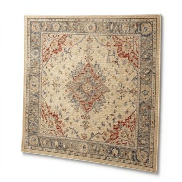 Aghancrossy Oriental Machine Made Power Loom Wool/Polyester Beige/Gray/Red Area Rug (synthetic illustration; no displayed measurements)