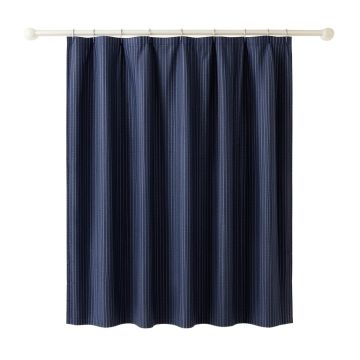 Spruce Arc Shower Curtain Hanging Flat From A Plain Rod - Navy
