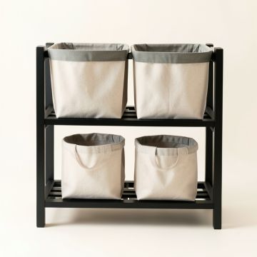 Rowan Bluff Laundry Sorting Station With Plain Removable Bags - Black (synthetic illustration; no displayed measurements)