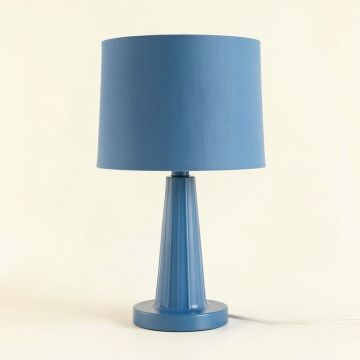 Maple Bridge Table Lamp With A Plain Fabric Shade - Blue (synthetic illustration; no displayed measurements)