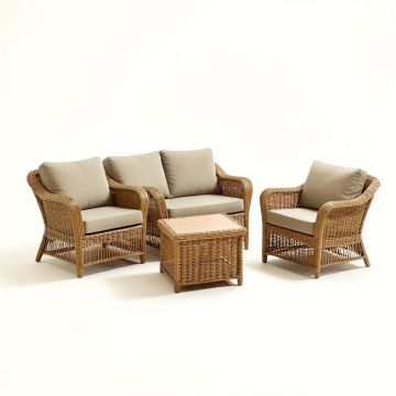 Patio 3 Pieces Rattan Seating Group With Cushions (synthetic illustration; no displayed measurements)