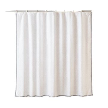 Sage Bridge Shower Curtain Hanging Flat From A Plain Rod - White
