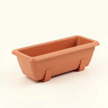 Bay Dell Empty Railing Planter With Integral Brackets - Terracotta (synthetic illustration; no displayed measurements)