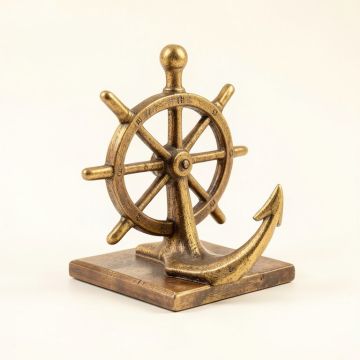 Ship Wheel And Anchor Bookends (synthetic illustration; no displayed measurements)