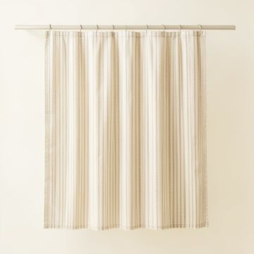 Stone Bridge Shower Curtain Hanging Flat From A Plain Rod - Ivory (synthetic illustration; no displayed measurements)