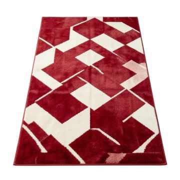 Humberto Geometric Red/White Area Rug