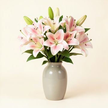 Artificial Real Touch Lilies Flower Arrangements In Vase (synthetic illustration; no displayed measurements)
