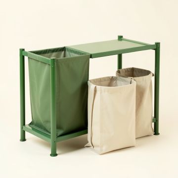 Oak Branch Laundry Sorting Station With Plain Removable Bags - Green (synthetic illustration; no displayed measurements)