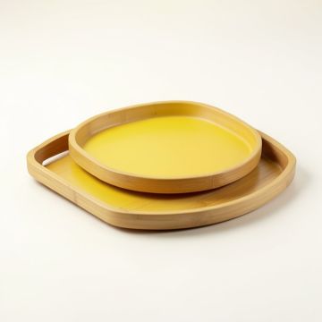 Serving Tray With Handles - Wood Bamboo Trays For Food Breakfast Party (synthetic illustration; no displayed measurements)