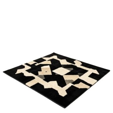 Hardage Geometric Tufted Wool Black/Beige Area Rug