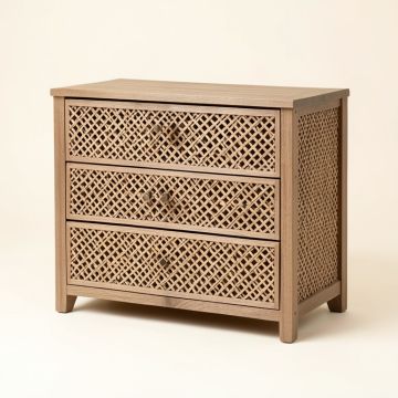 Mirefield Lattice Faced 3 Drawer Accent Chest (synthetic illustration; no displayed measurements)