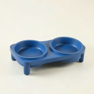 Aspen Bluff Pet Feeding Stand With Two Plain Empty Bowls - Blue (synthetic illustration; no displayed measurements)
