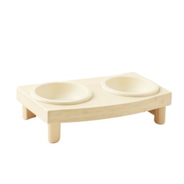 Dune Dell Pet Feeding Stand With Two Plain Empty Bowls - Cream