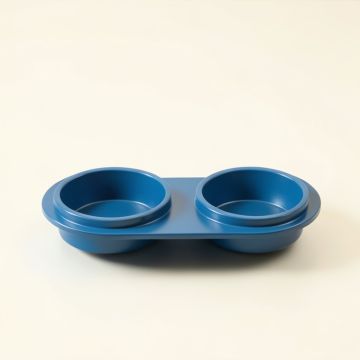 Sage Bend Pet Feeding Stand With Two Plain Empty Bowls - Blue (synthetic illustration; no displayed measurements)