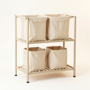 Harbor Canyon Laundry Sorting Station With Plain Removable Bags - Beige (synthetic illustration; no displayed measurements)