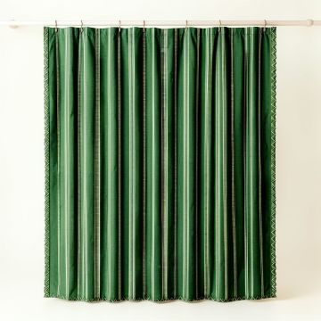 Glen Falls Shower Curtain Hanging Flat From A Plain Rod - Green (synthetic illustration; no displayed measurements)