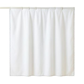 Pine Dale Shower Curtain Hanging Flat From A Plain Rod - White