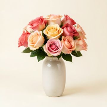 Artificial Roses Floral Arrangement In Vase (synthetic illustration; no displayed measurements)