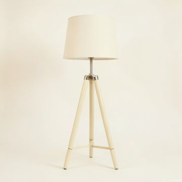 Elm Brook Floor Lamp With A Plain Fabric Shade - Cream (synthetic illustration; no displayed measurements)