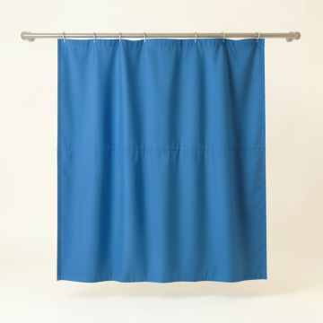 Birch Bend Shower Curtain Hanging Flat From A Plain Rod - Blue (synthetic illustration; no displayed measurements)
