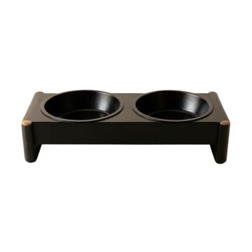 Flint Branch Pet Feeding Stand With Two Plain Empty Bowls - Black