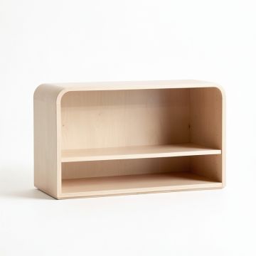 Rowan Bend Low Bookcase - Beige (synthetic illustration; no displayed measurements)