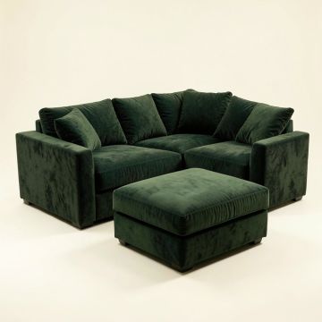 Akiko 104 '' Wide Velvet Reversible Modular Sofa & Chaise With Ottoman (synthetic illustration; no displayed measurements)