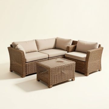 Angye Patio Furniture 3 Piece Rattan Seating Group With Cushions (synthetic illustration; no displayed measurements)