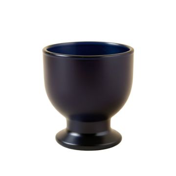 Holly Branch Empty Candle Holder - Navy
