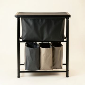 Reed Arc Laundry Sorting Station With Plain Removable Bags - Black (synthetic illustration; no displayed measurements)