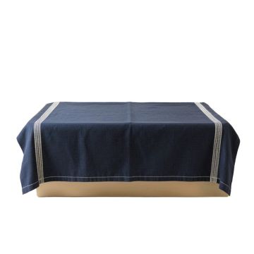 Olive Arc Flat Bed Sheet - Navy