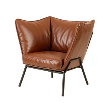 Justa 31.5 '' Wide Top Grain Leather Down Cushion Butterfly Chair