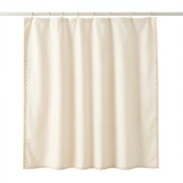 Meadow Edge Shower Curtain Hanging Flat From A Plain Rod - Cream (synthetic illustration; no displayed measurements)