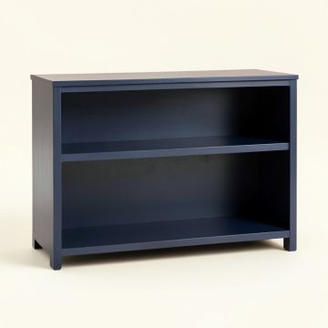 Field Bend Low Bookcase - Navy (synthetic illustration; no displayed measurements)
