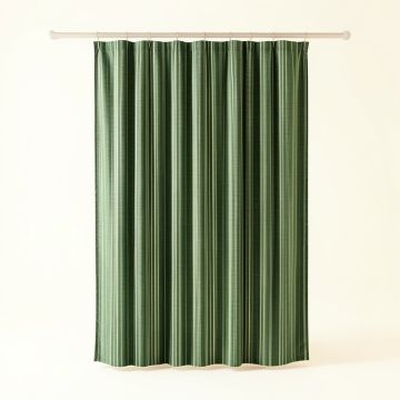 Meadow Bluff Shower Curtain Hanging Flat From A Plain Rod - Green (synthetic illustration; no displayed measurements)