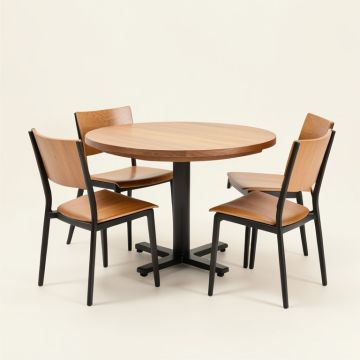 Ebern Designs 3-Piece Wood Dining Room Round Table & Chairs Set W/ Steel Frame (synthetic illustration; no displayed measurements)