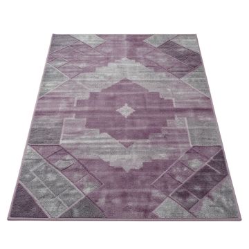 Aftan Geometric Purple/Gray Area Rug