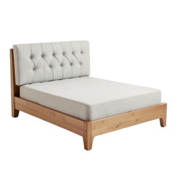 Abril Tufted Solid Wood And Upholstered Low Profile Platform Bed