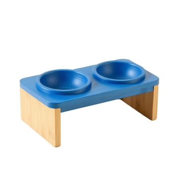 Cove Canyon Pet Feeding Stand With Two Plain Empty Bowls - Blue