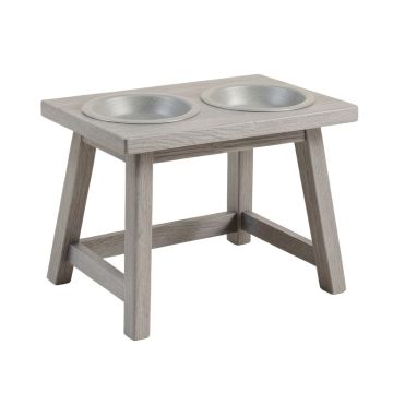 Holly Brook Pet Feeding Stand With Two Plain Empty Bowls - Gray
