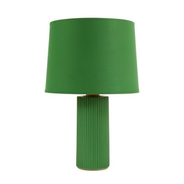 Alder Crossing Table Lamp With A Plain Fabric Shade - Green
