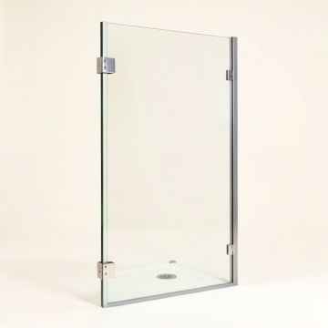 46.5 '' X 76 '' Hinged Frameless Shower Door (synthetic illustration; no displayed measurements)
