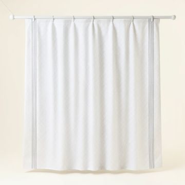 Lake Canyon Shower Curtain Hanging Flat From A Plain Rod - White (synthetic illustration; no displayed measurements)