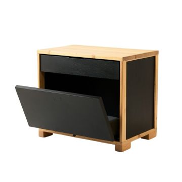 Wren Bridge Freestanding Pull-Out Hamper Cabinet - Black
