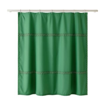 Shore Dell Shower Curtain Hanging Flat From A Plain Rod - Green