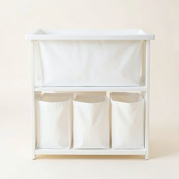 Maple Crossing Laundry Sorting Station With Plain Removable Bags - White (synthetic illustration; no displayed measurements)