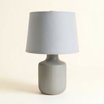 Aspen Bridge Table Lamp With A Plain Fabric Shade - Gray (synthetic illustration; no displayed measurements)