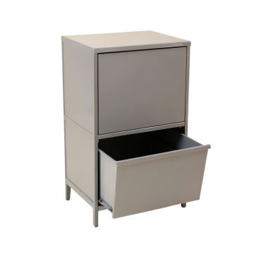 Lake Crossing Freestanding Pull-Out Hamper Cabinet - Gray