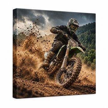 Dirt Bike Motocross Dust Cloud - Wrapped Canvas Graphic Art Print
