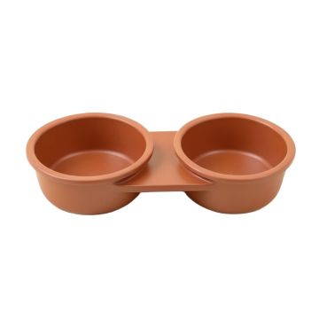 Bay Brook Pet Feeding Stand With Two Plain Empty Bowls - Terracotta